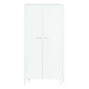 Armoire 2 portes  avec étagères et penderie - poignées métal