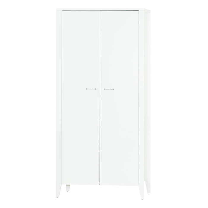 Armoire 2 portes  avec étagères et penderie - poignées métal