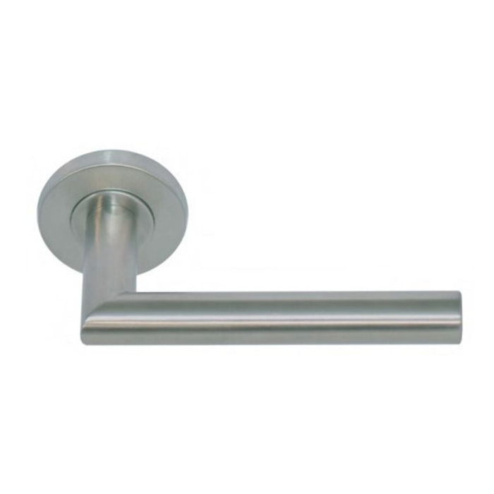 Paire béquilles Inox 304 angle vif sur rosace Vallon INOX IMPORT - ressort rappel C7 ép.38/50 mm - 173