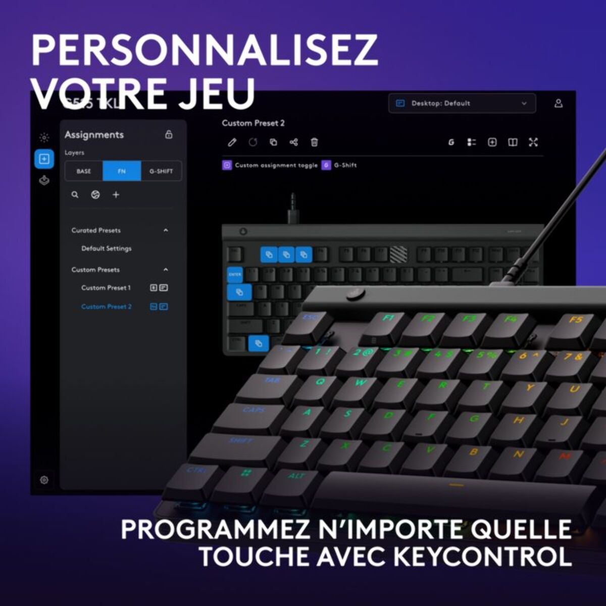 Clavier gamer LOGITECH G515 TKL tactile noir