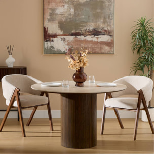 Fauteuil de table Amza H.79cm beige noyer