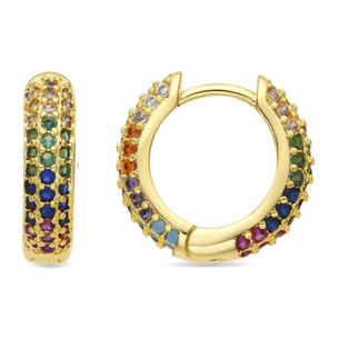 Pendientes acabado oro amarillo de 18k y Circonita Multicolor