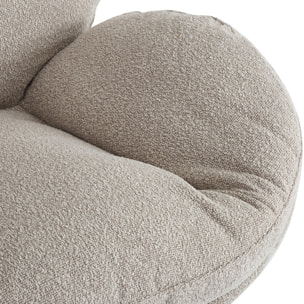 Fauteuil pivotant en tissu bouclé et piètement chromé - OLI