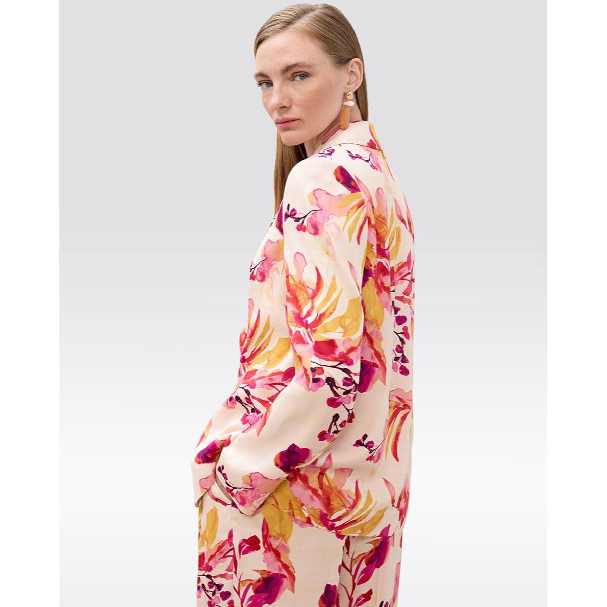 Blazer americano con motivo fluido e taglio dritto