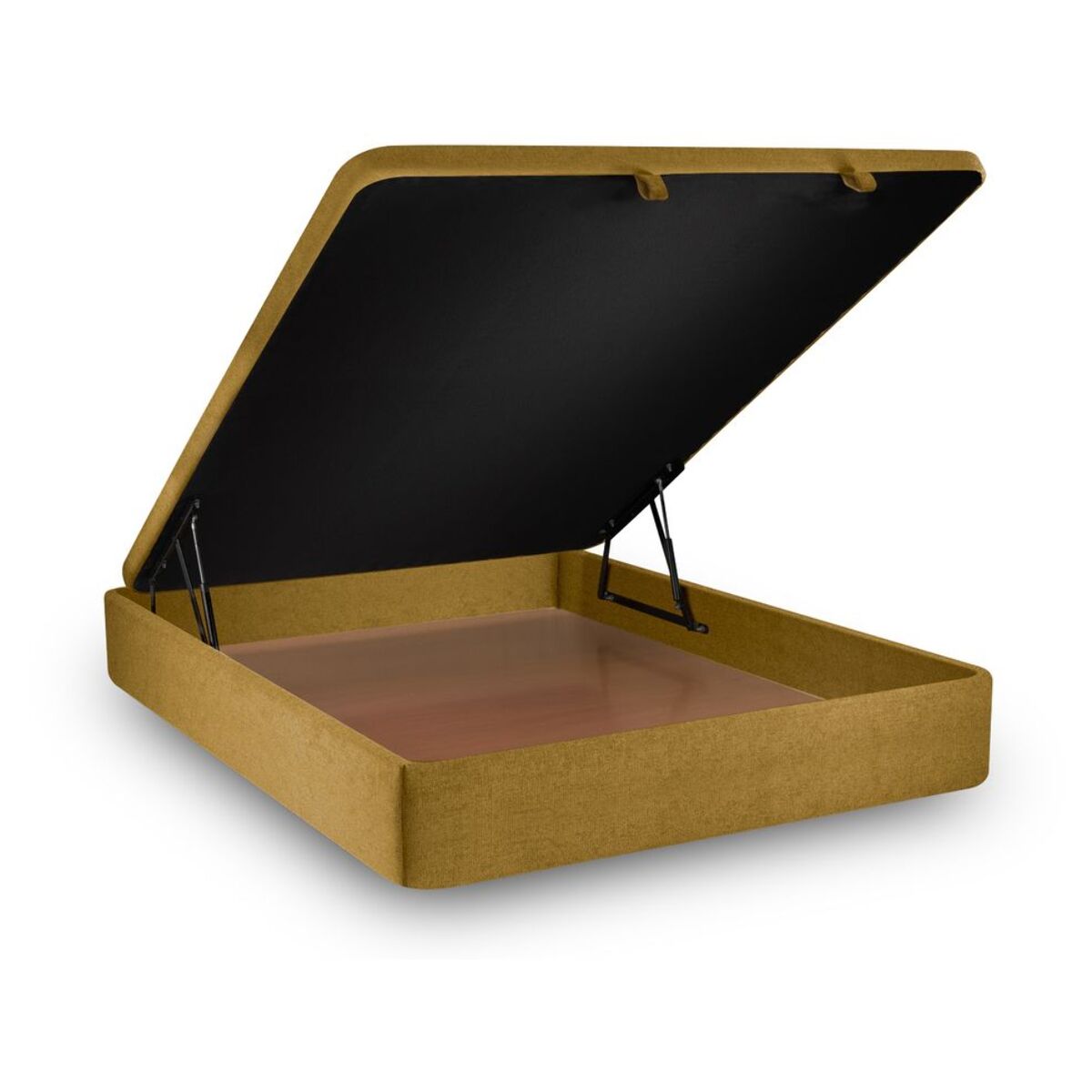 Lit coffre avec tête de lit capitonnée Tissu