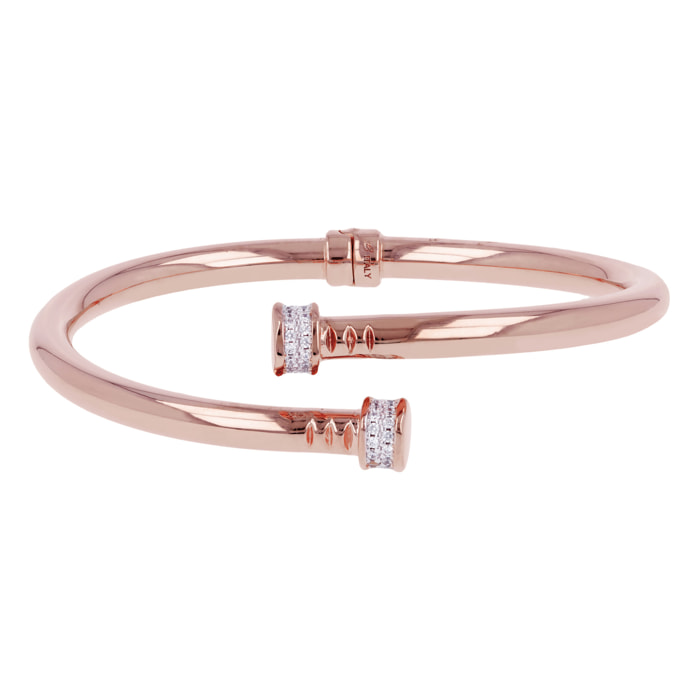 Bracciale Rigido Chiodo in Golden Rosé con Cubic Zirconia Placcato Oro Rosa 18kt