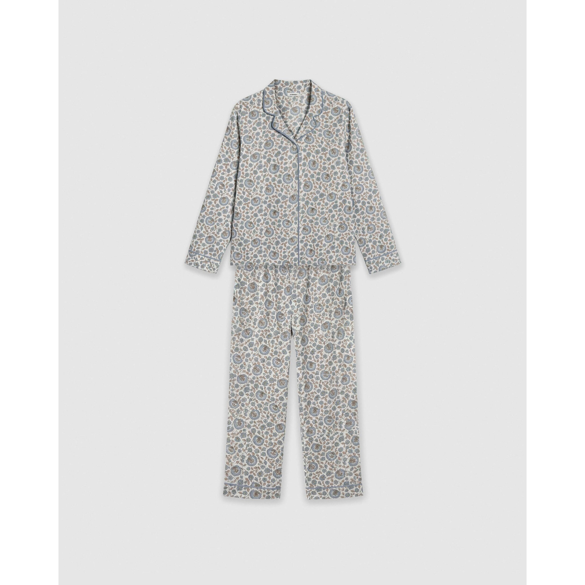 Pigiama lungo camicia in cotone etri indaco