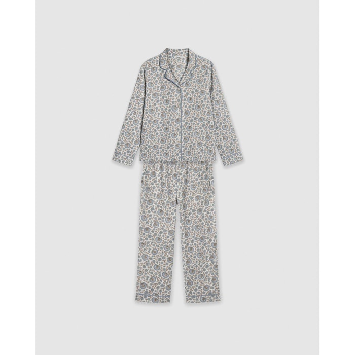 Pigiama lungo camicia in cotone etri indaco