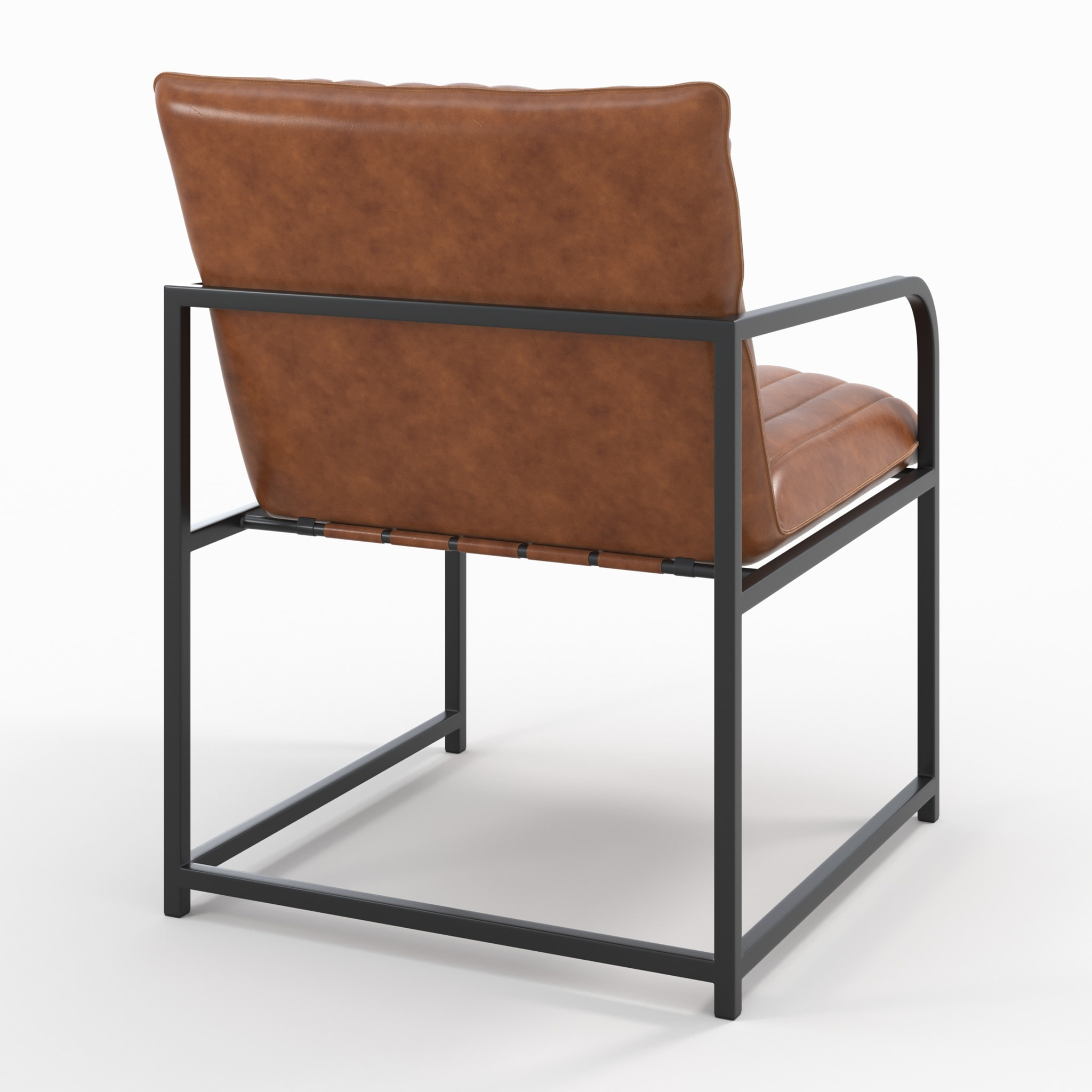 Fauteuil en cuir de buffle marron et métal noir - Armand