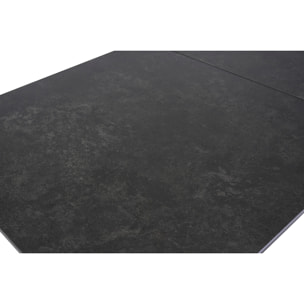 Table à manger extensible en céramique noire et métal L180-240 cm CARA