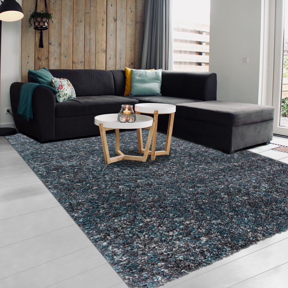 Tapis poils longs shaggy tissé motif faux uni MIGE