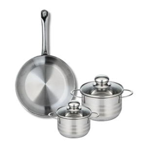 Ensemble de 1 Poêle de cuisson 24 cm et 2 faitouts 12 et 14 cm Elo Profi Brillant