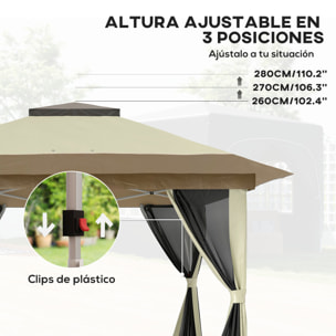 Carpa Plegable Gazebo 3,6x3,6 m Cenador Plegable con 4 Paredes Laterales de Malla Anti-UV Altura Ajustable Bolsa de Arena y Bolsa de Transporte para Camping Fiestas