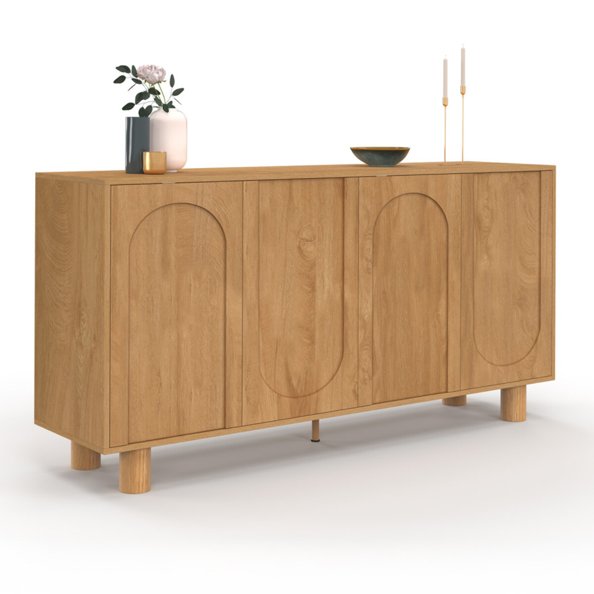 Buffet Arlo 4 portes effet chêne 160cm