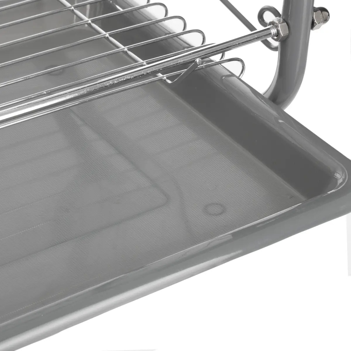 Égouttoir métal 2 niveaux avec plateau gris
