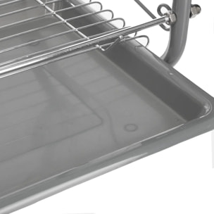 Égouttoir métal 2 niveaux avec plateau gris