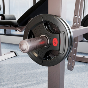 Discos Pesas Olímpicas, Agujero Ø50 mm, 2 Discos de Pesas 10 kg con Anillo Interior de Acero y Triple Agarre, para Mancuernas y Barras, Entrenamiento Fitness en Casa, Gimnasio, Negro