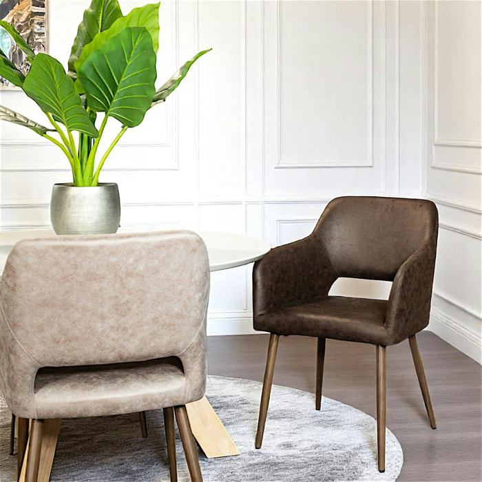 Fauteuil de table marron chocolat (lot de 2)