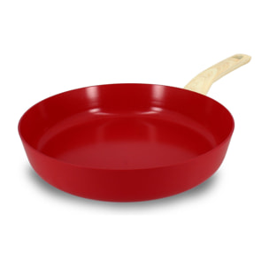 Poêle en aluminium 28cm rouge - compatible induction COLORAMA