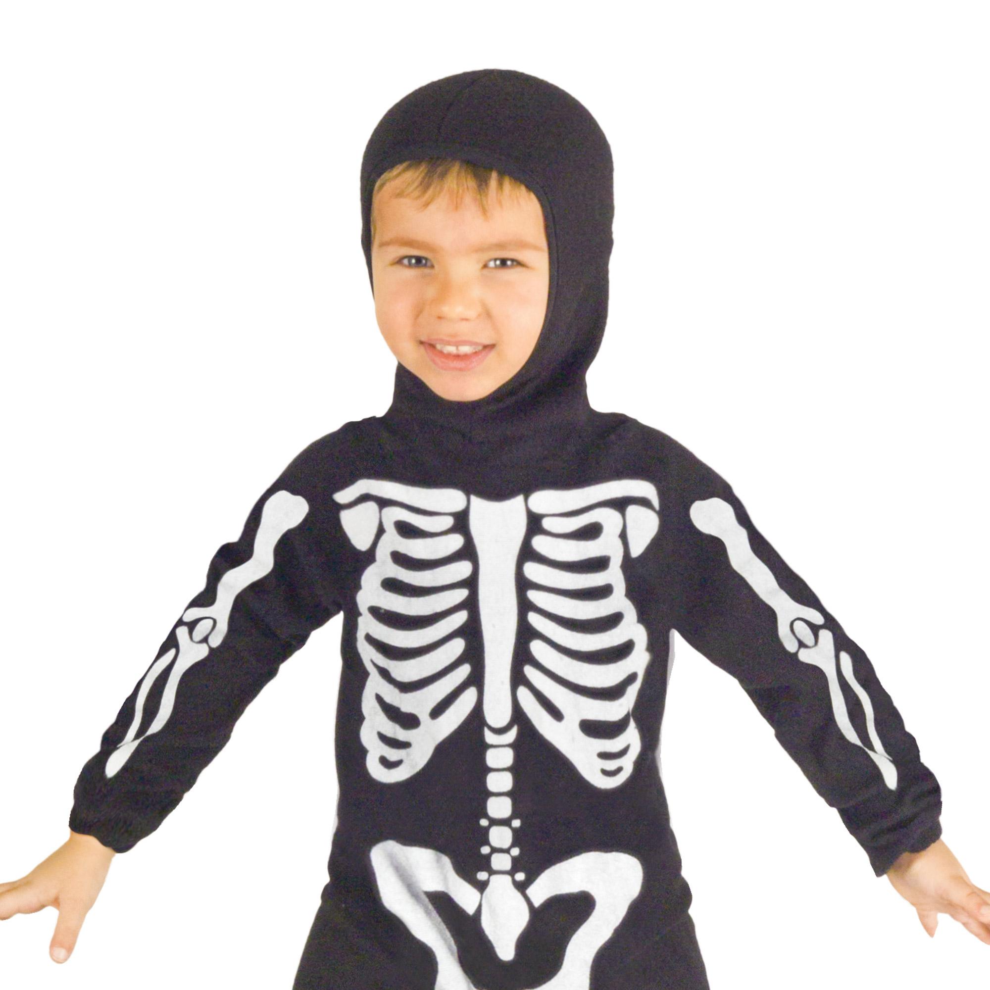 Travestimento Costume Halloween Scheletro Nero Bambino Unisex