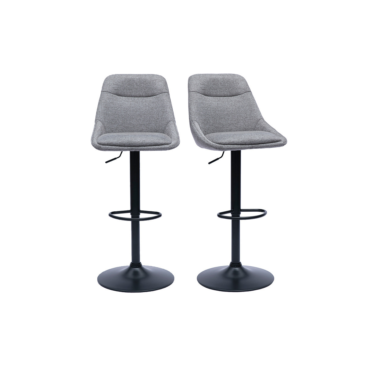 Tabourets de bar réglables pivotants 360° en tissu effet velours texturé gris et métal (lot de 2) ALESS