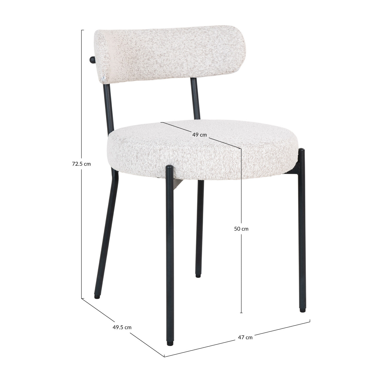 Ivanec - lot de 2 chaises - en tissu bouclette - Noir / Blanc