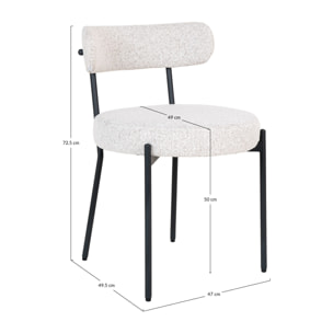 Ivanec - lot de 2 chaises - en tissu bouclette - Noir / Blanc