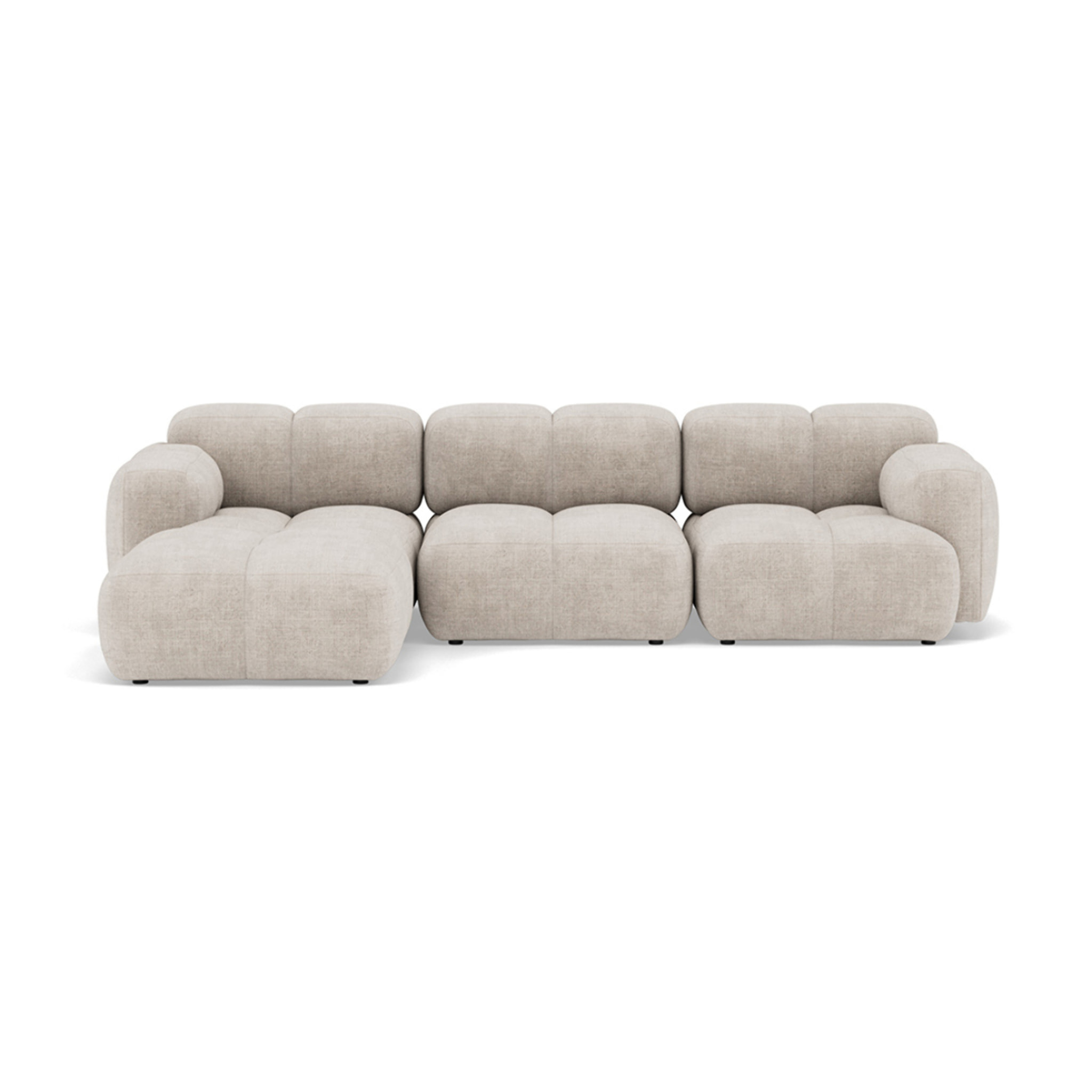 Grace - canapé modulable d'angle réversible 4 places en velours texturé - Beige