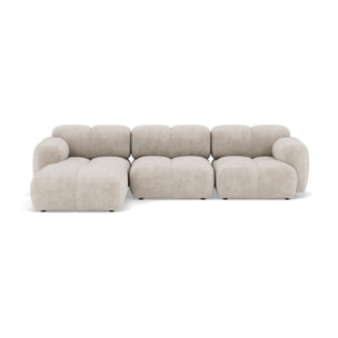 Grace - canapé modulable d'angle réversible 4 places en velours texturé - Beige