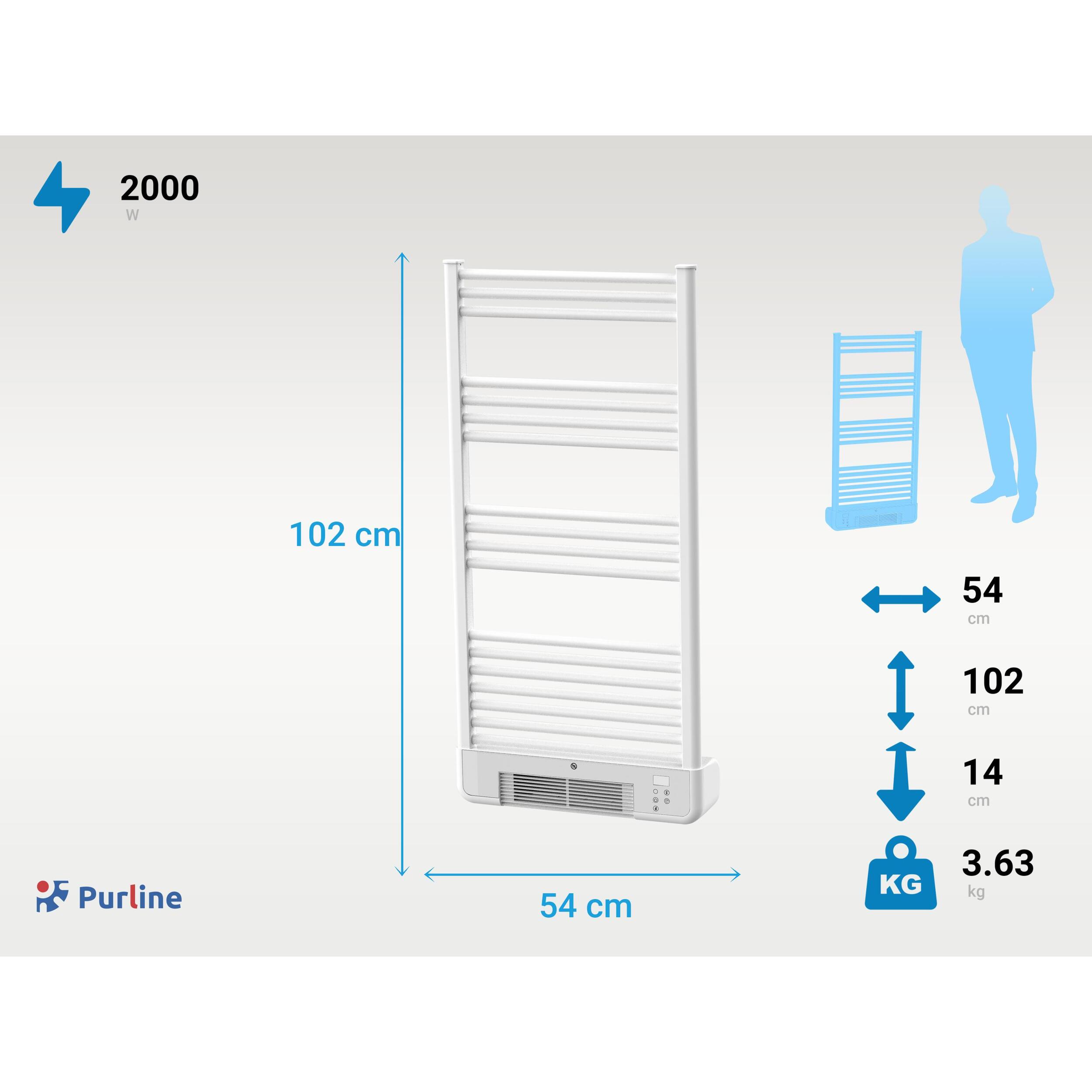 Radiador Toallero con calefactor integrado y control WiFi NTW-11W TURBO PURLINE 2000 W