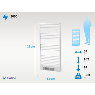 Radiador Toallero con calefactor integrado y control WiFi NTW-11W TURBO PURLINE 2000 W