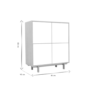 Buffet haut scandinave bois et blanc  4 portes L110 cm SID