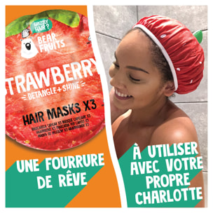 9 Masques Capillaires Bear Fruits Fraise : Eclatant et Démélant 20ml