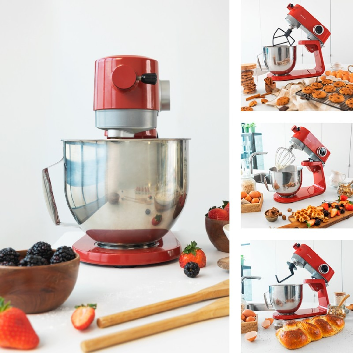 Cecotec Robot pétrisseur Twist&Fusion 4000 Luxury, Rouge. 800 W, corps en alumin