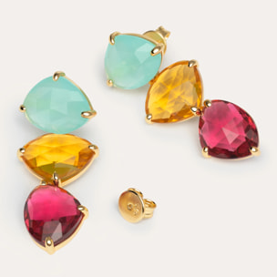 Orecchino Drop Narcissus Argento Placcato Oro