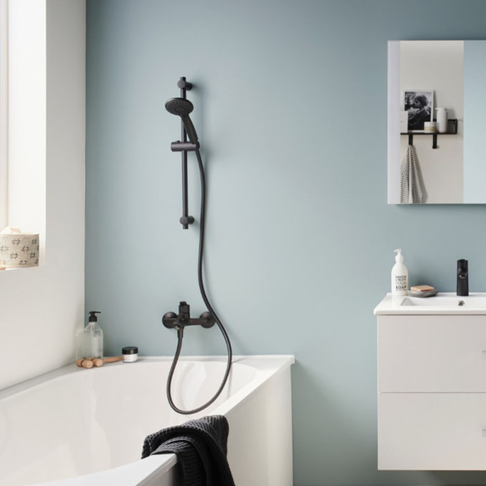 Pack baignoire Elise + pare bain chromé + vidage