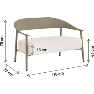 Canapé de jardin en plastique et en métal "Céora" - 2 places - Taupe