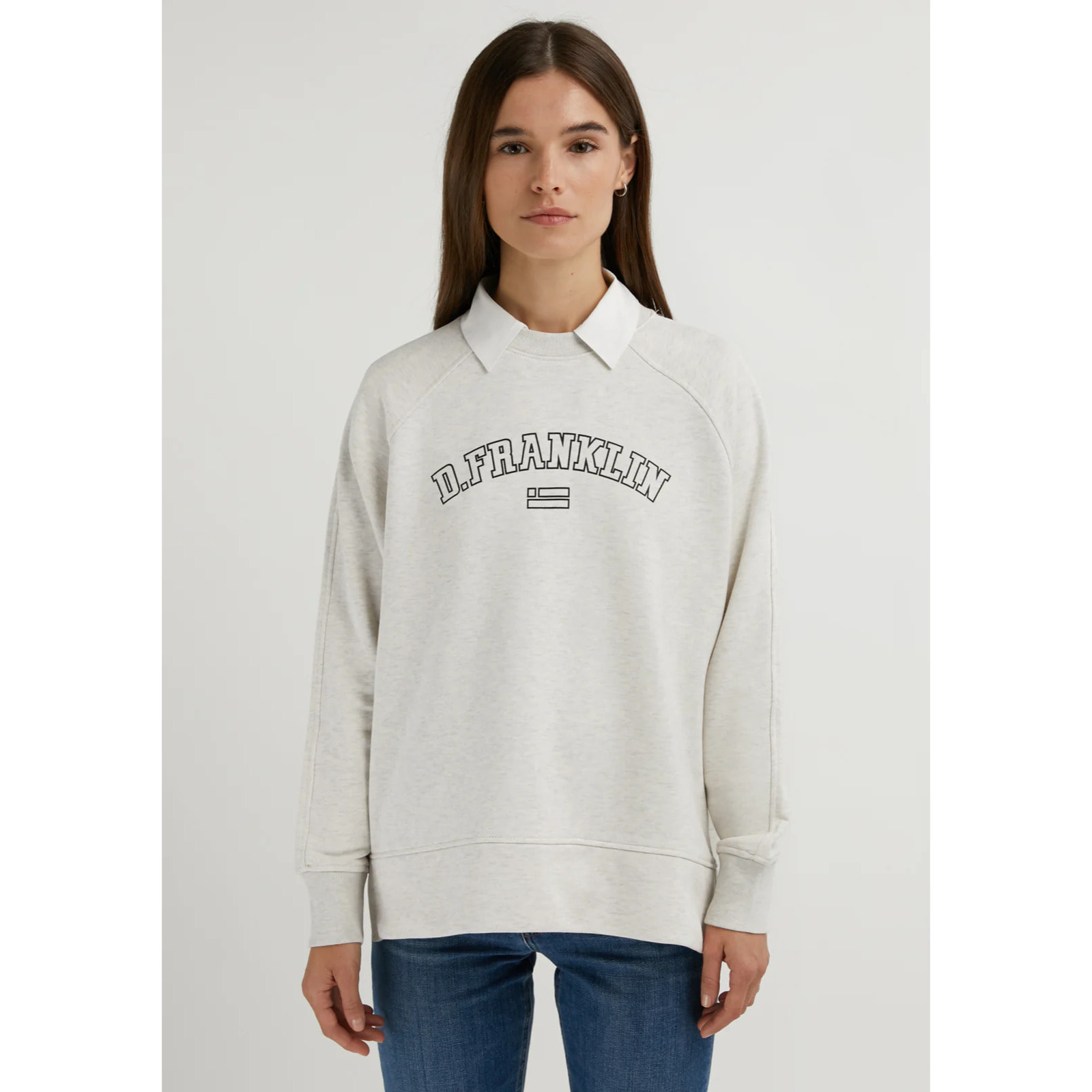 Sudadera de Mujer Varsity Oversized Crew Neck en Gris D.Franklin