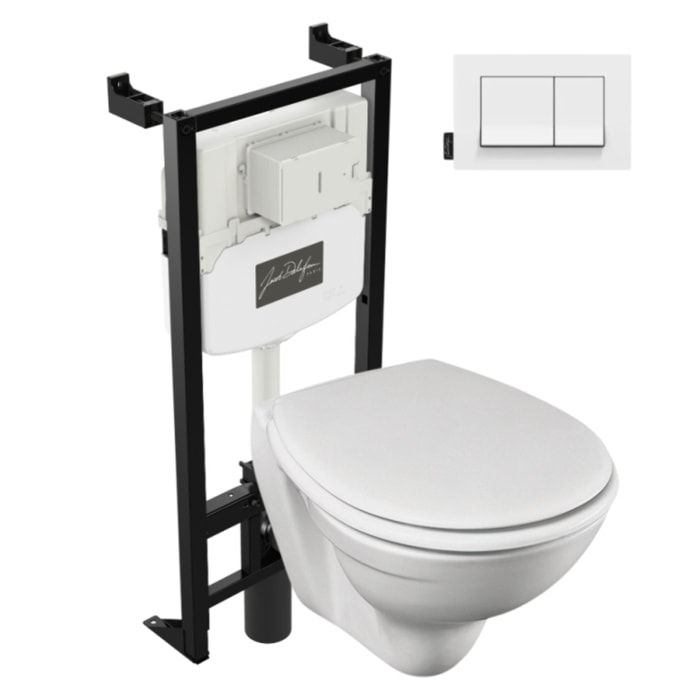 Pack WC suspendu compact Patio + bâti support + plaque