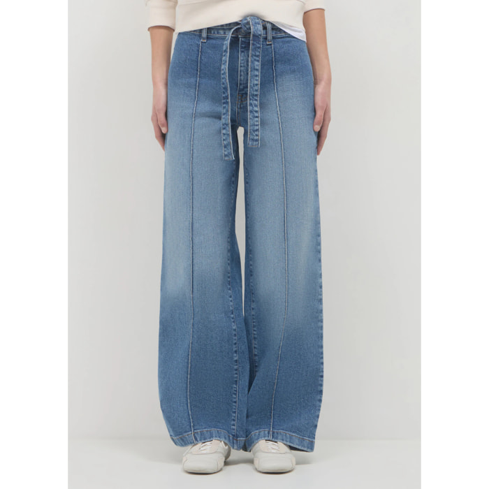 Jeans wide leg con fusciacca