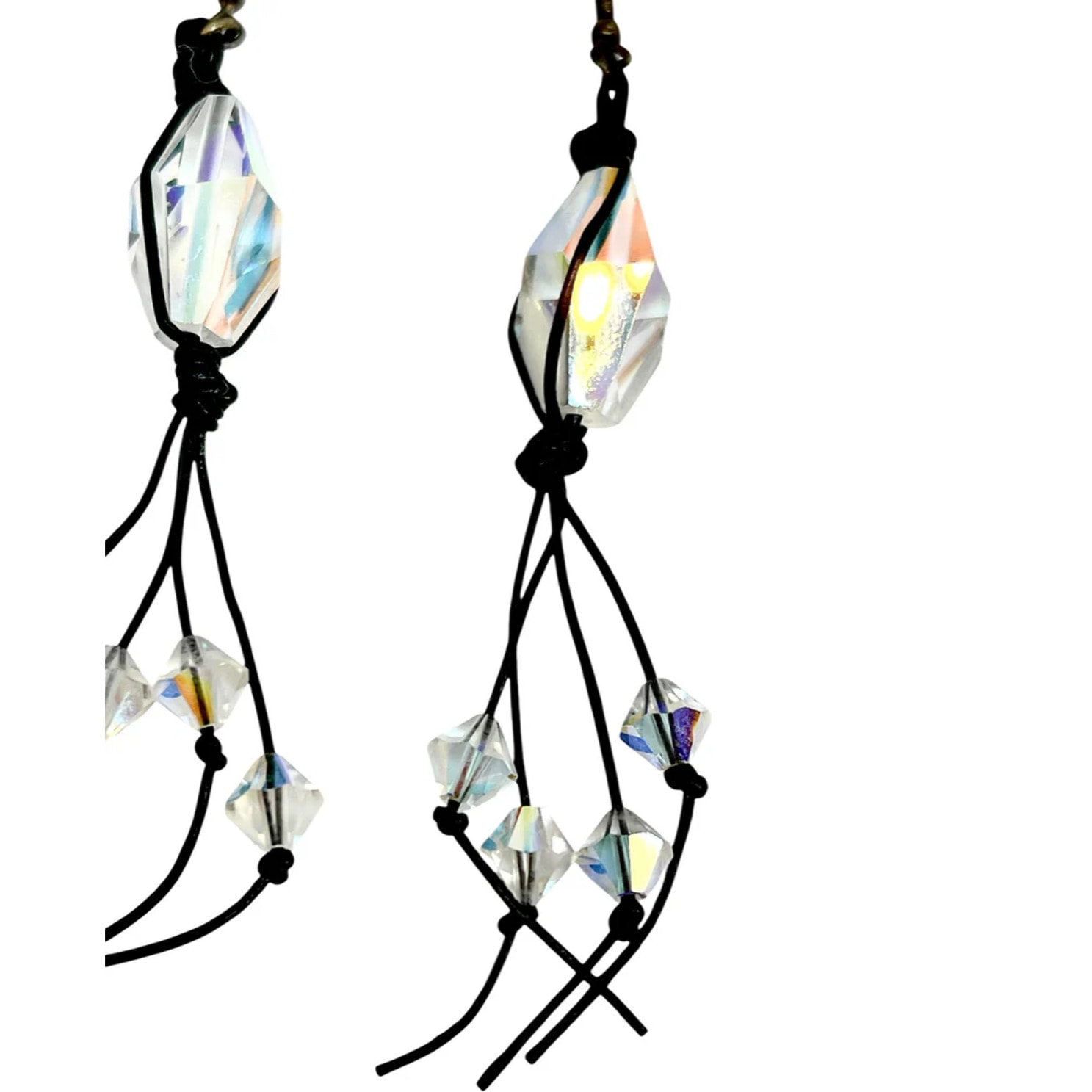 Pendiente Caleido en cuero y cristal Sw