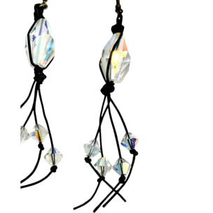 Pendiente Caleido en cuero y cristal Sw