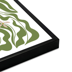 Affiche encadrée fleurs vertes stylisées Affiche + cadre en métal - Noir