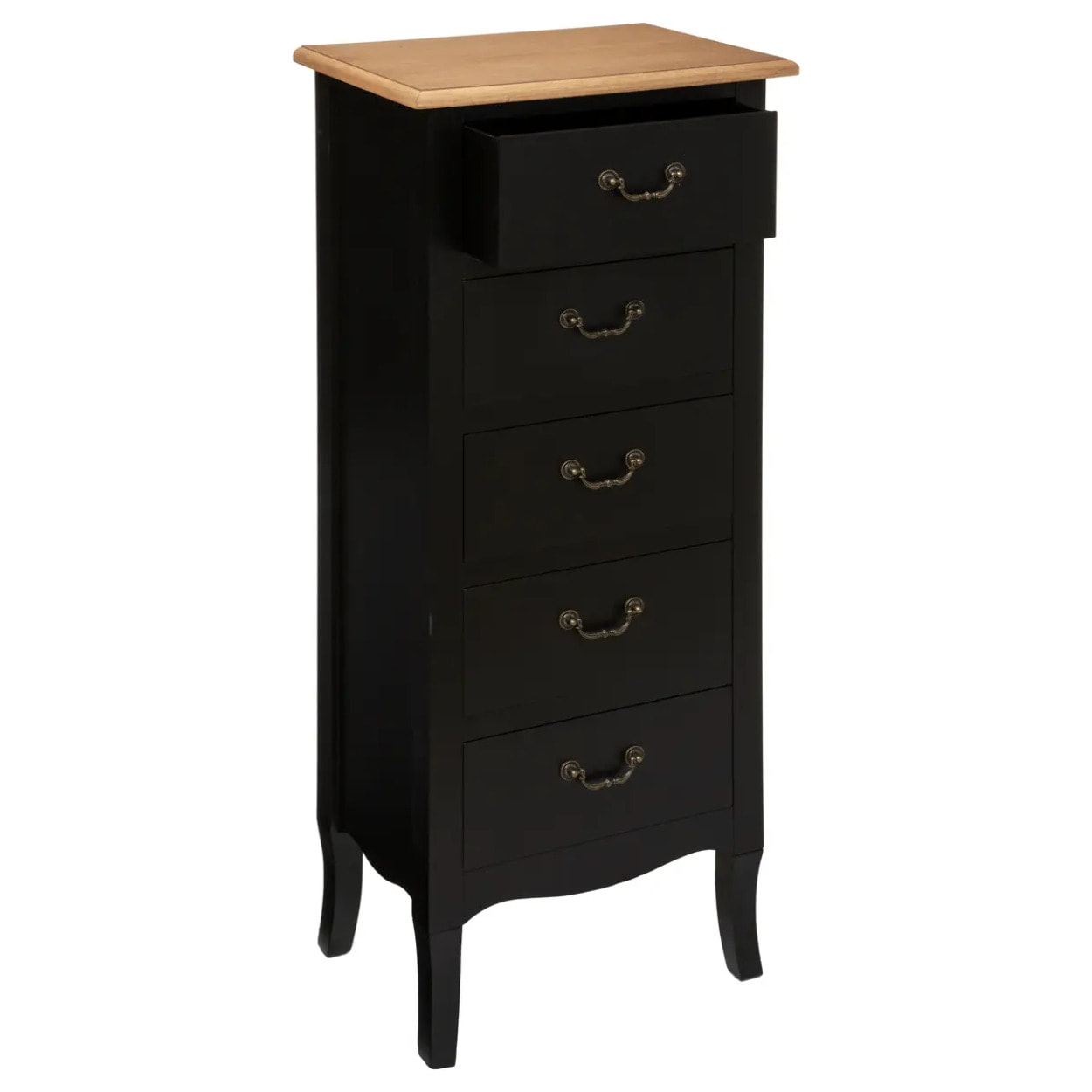 Chiffonnier "Chrysa" noir 5 tiroirs
