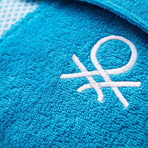 Albornoz 380gsm 100% algodón con ribete jacquard azul summer benetton