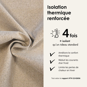 Rideau 100% occultant double face galon fronceur MIDNIGHT - Naturel