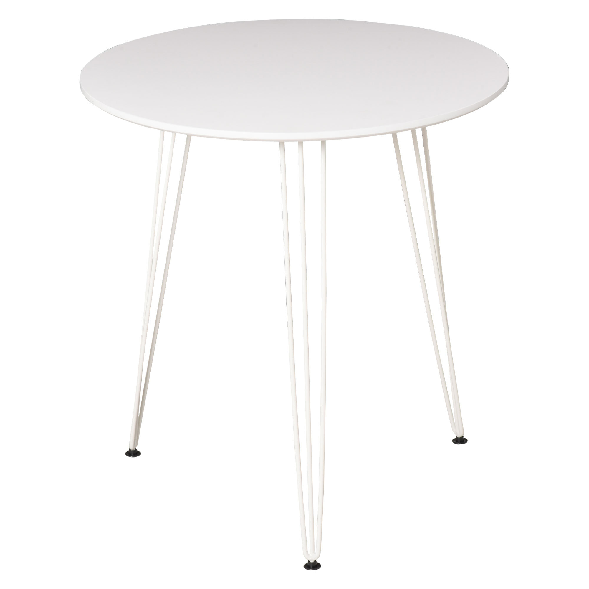 Mesa de Comedor Redonda con Patas de Horquilla Metálicas Estilo Moderno Nórdico para Cocina Salón Cafetería Bar Ø70x75 cm Blanco