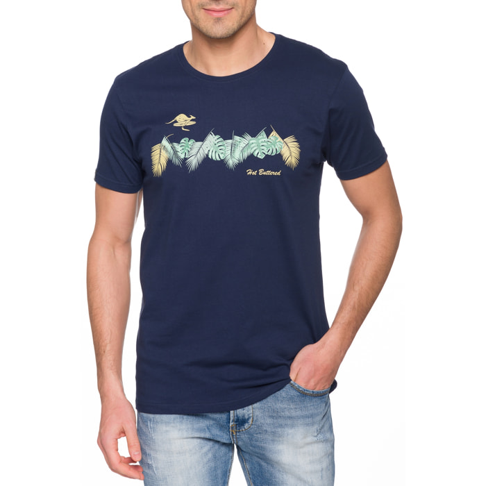 T-shirt in cotone 150 gr Hot Buttered Aloha Colore Blu Navy.