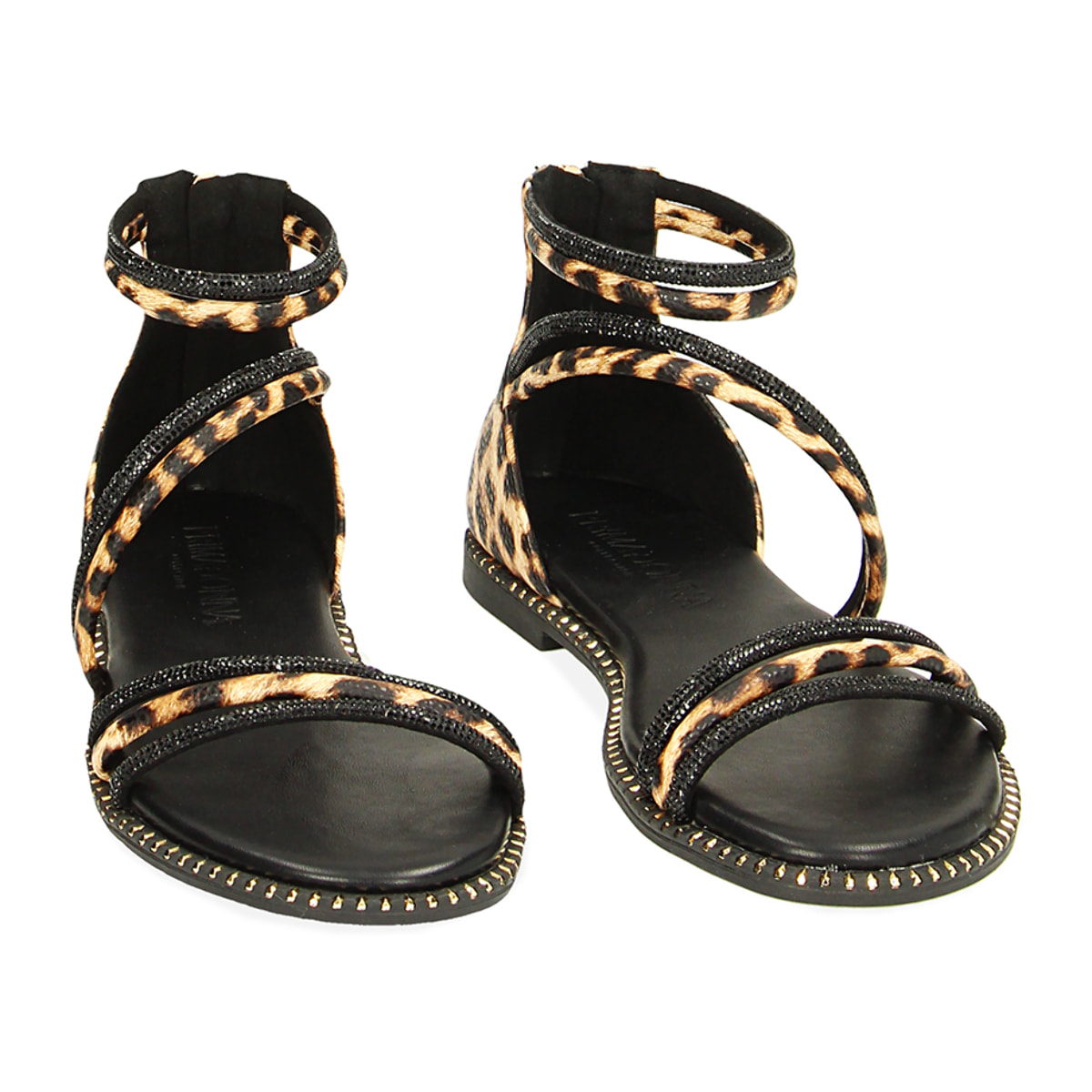 Sandalias bajas negras con piedras