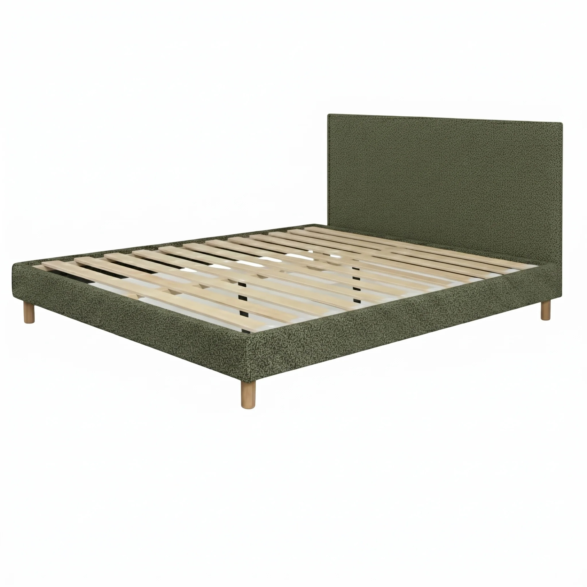 Ensemble matelas Bali & lit fixe Colisée | Mémoire de forme et ressorts ensachés | cadre à lattes | Velours côtelé | Bleu nuit